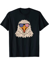 Fourth Of July Bald Eagle Shades T-Shirt 180G 100% Cotton Printed Round Neck Short-Sleeve T-Shirt, Gifts for Men Dad Husband Grandpa, S-XXXL, Black