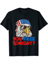 Are You Free Tonight Bald Eagle Patriotic America July 4th T-Shirt 180G 100% Cotton Printed Round Neck Short-Sleeve T-Shirt, Gifts for Men Dad Husband Grandpa, S-XXXL, Black