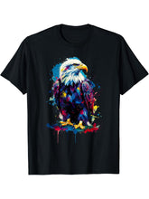 Colorful Splash Art Bald Eagle Bald Eagles T-Shirt 180G 100% Cotton Printed Round Neck Short-Sleeve T-Shirt, Gifts for Men Dad Husband Grandpa, S-XXXL, Black