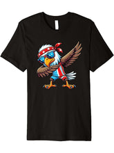 Dabbing Bald Eagle 4th of July Boy Girl Boys Men Funny Dab Dance Premium T-Shirt 180G 100% Cotton Printed Round Neck Short-Sleeve T-Shirt, Gifts for Men Dad Husband Grandpa, S-XXXL, Black