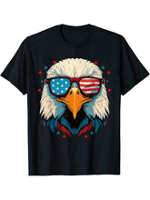 American Bald Eagle USA Flag Shirt 4th of July Eagle USA T-Shirt 180G 100% Cotton Printed Round Neck Short-Sleeve T-Shirt, Gifts for Men Dad Husband Grandpa, S-XXXL, Black