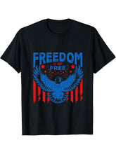 Freedom Is Not Free Bald Eagle Of Freedom 4th of July Merica T-Shirt 180G 100% Cotton Printed Round Neck Short-Sleeve T-Shirt, Gifts for Men Dad Husband Grandpa, S-XXXL, Black