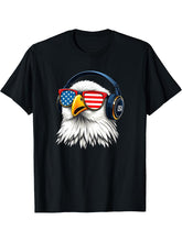 Funny Bald Lovers Wearing Glasses Retro Vintage Style Eagle T-Shirt 180G 100% Cotton Printed Round Neck Short-Sleeve T-Shirt, Gifts for Men Dad Husband Grandpa, S-XXXL, Black