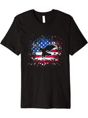 American Flag Eagle T-Shirt Bald Eagle Shirt Eagle Lovers 180G 100% Cotton Printed Round Neck Short-Sleeve T-Shirt, Gifts for Men Dad Husband Grandpa, S-XXXL, Black