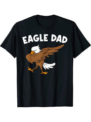 Cool Eagle For Dad Father Dabbing Bald Flying Animal T-Shirt 180G 100% Cotton Printed Round Neck Short-Sleeve T-Shirt, Gifts for Men Dad Husband Grandpa, S-XXXL, Black