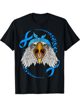Bald Eagle Diabetes Awareness Blue Bandana T1D Survivor T-Shirt 180G 100% Cotton Printed Round Neck Short-Sleeve T-Shirt, Gifts for Men Dad Husband Grandpa, S-XXXL, Black