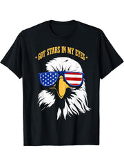 Bald Eagle American Flag Independence Day T-Shirt 180G 100% Cotton Printed Round Neck Short-Sleeve T-Shirt, Gifts for Men Dad Husband Grandpa, S-XXXL, Black