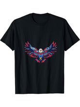 4th Of July Bald Eagle USA American Flag Fourth Of July T-Shirt 180G 100% Cotton Printed Round Neck Short-Sleeve T-Shirt, Gifts for Men Dad Husband Grandpa, S-XXXL, Black