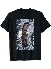 Bald Eagle Mountain Wildlife Nature lover T-Shirt 180G 100% Cotton Printed Round Neck Short-Sleeve T-Shirt, Gifts for Men Dad Husband Grandpa, S-XXXL, Black