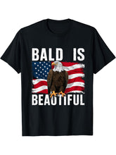 Bald Eagle Bald Is Beautiful 4th of July Independence Day T-Shirt 180G 100% Cotton Printed Round Neck Short-Sleeve T-Shirt, Gifts for Men Dad Husband Grandpa, S-XXXL, Black