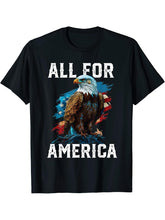 All for America American Bald Eagle USA Flag Patriotic T-Shirt 180G 100% Cotton Printed Round Neck Short-Sleeve T-Shirt, Gifts for Men Dad Husband Grandpa, S-XXXL, Black