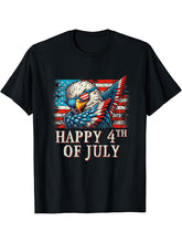 American Flag Happy 4th of July Patriotic Bald Eagle Dabbing T-Shirt 180G 100% Cotton Printed Round Neck Short-Sleeve T-Shirt, Gifts for Men Dad Husband Grandpa, S-XXXL, Black