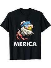 4th Of July Merica Bald Eagle T-Shirt 180G 100% Cotton Printed Round Neck Short-Sleeve T-Shirt, Gifts for Men Dad Husband Grandpa, S-XXXL, Black