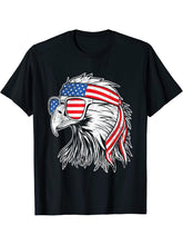 Bald Eagle 4th Of July USA American Flag Patriotic T-Shirt 180G 100% Cotton Printed Round Neck Short-Sleeve T-Shirt, Gifts for Men Dad Husband Grandpa, S-XXXL, Black