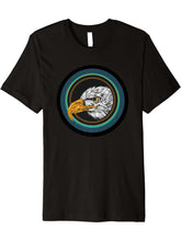 American Bald Eagle Head Teal Circle Design Eagle Lovers Premium T-Shirt 180G 100% Cotton Printed Round Neck Short-Sleeve T-Shirt, Gifts for Men Dad Husband Grandpa, S-XXXL, Black