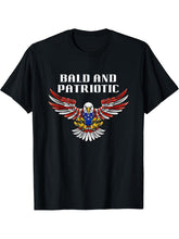 Bald and Patriotic Eagle American Flag USA Gift T-Shirt 180G 100% Cotton Printed Round Neck Short-Sleeve T-Shirt, Gifts for Men Dad Husband Grandpa, S-XXXL, Black