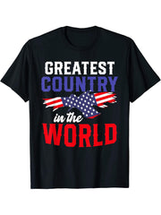 American Bald Eagle US Flag Patriotic American 4th Of July T-Shirt 180G 100% Cotton Printed Round Neck Short-Sleeve T-Shirt, Gifts for Men Dad Husband Grandpa, S-XXXL, Black