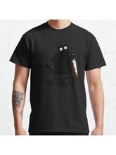 Cat What? Murderous Black Cat With Knife Gift Premium T-Shirt Classic T-Shirt 100% Cotton, Gifts for Men Dad Husband Grandpa, S-XXXL, Black