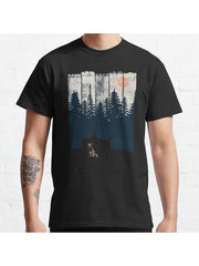 A Fox in the Wild... Classic T-Shirt 100% Cotton, Gifts for Men Dad Husband Grandpa, S-XXXL, Black