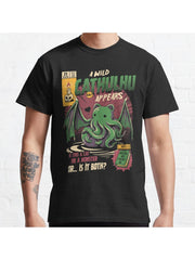 Cathulhu Classic T-Shirt 100% Cotton, Gifts for Men Dad Husband Grandpa, S-XXXL, Black