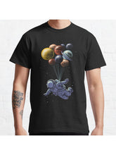 Space Travel Classic T-Shirt 100% Cotton, Gifts for Men Dad Husband Grandpa, S-XXXL, Black