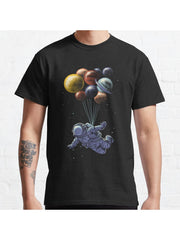 Space Travel Classic T-Shirt 100% Cotton, Gifts for Men Dad Husband Grandpa, S-XXXL, Black