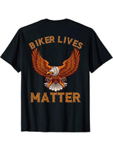 Biker Lives Matter Funny Bikers Distressed Bald Eagle T-Shirt 180G 100% Cotton Printed Round Neck Short-Sleeve T-Shirt, Gifts for Men Dad Husband Grandpa, S-XXXL, Black
