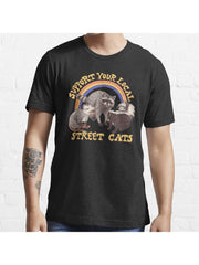 Street Cats Essential T-Shirt 100% Cotton, Gifts for Men Dad Husband Grandpa, S-XXXL, Black