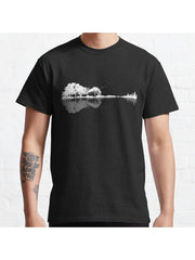 Nature Guitar Classic T-Shirt 100% Cotton, Gifts for Men Dad Husband Grandpa, S-XXXL, Black