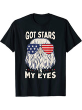 American Bald Eagle 4th July T-Shirt 180G 100% Cotton Printed Round Neck Short-Sleeve T-Shirt, Gifts for Men Dad Husband Grandpa, S-XXXL, Black