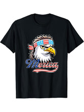 American Bald Eagle Eyes Shirt USA Flag Merica Patriotic Tee T-Shirt 180G 100% Cotton Printed Round Neck Short-Sleeve T-Shirt, Gifts for Men Dad Husband Grandpa, S-XXXL, Black