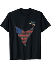 American Flag Bald Eagle Patriotic Apparel T-Shirt 180G 100% Cotton Printed Round Neck Short-Sleeve T-Shirt, Gifts for Men Dad Husband Grandpa, S-XXXL, Black