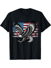 Bald Eagle T-Shirt 180G 100% Cotton Printed Round Neck Short-Sleeve T-Shirt, Gifts for Men Dad Husband Grandpa, S-XXXL, Black