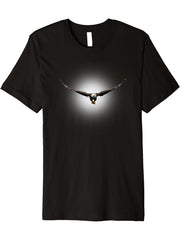 Cool Flying Bald Eagle Bird Animal Soaring in the Sky Eagle Premium T-Shirt 180G 100% Cotton Printed Round Neck Short-Sleeve T-Shirt, Gifts for Men Dad Husband Grandpa, S-XXXL, Black