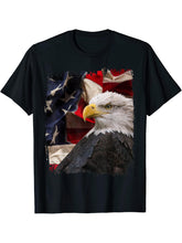Bald Eagle 4th of July Christmas American Flag Country T-Shirt 180G 100% Cotton Printed Round Neck Short-Sleeve T-Shirt, Gifts for Men Dad Husband Grandpa, S-XXXL, Black