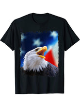Bald Eagle 4th of July Christmas American Flag Country T-Shirt 180G 100% Cotton Printed Round Neck Short-Sleeve T-Shirt, Gifts for Men Dad Husband Grandpa, S-XXXL, Black