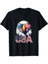 Epic Freedom American Bald Eagle Flag Patriotic T-Shirt 180G 100% Cotton Printed Round Neck Short-Sleeve T-Shirt, Gifts for Men Dad Husband Grandpa, S-XXXL, Black