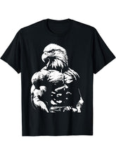 Eagle USA American Flag Patriotic Bald Eagle Bird Gift T-Shirt 180G 100% Cotton Printed Round Neck Short-Sleeve T-Shirt, Gifts for Men Dad Husband Grandpa, S-XXXL, Black