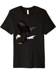 American imprint patriotic animal bald eagle motif Premium T-Shirt 180G 100% Cotton Printed Round Neck Short-Sleeve T-Shirt, Gifts for Men Dad Husband Grandpa, S-XXXL, Black