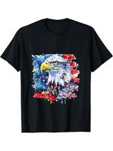 4th Of July Bald Eagle Fourth Of July Patriotic America T-Shirt 180G 100% Cotton Printed Round Neck Short-Sleeve T-Shirt, Gifts for Men Dad Husband Grandpa, S-XXXL, Black
