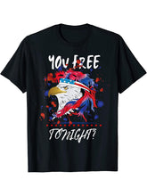 Are You Free Tonight 4th of July American Bald Eagle T-Shirt 180G 100% Cotton Printed Round Neck Short-Sleeve T-Shirt, Gifts for Men Dad Husband Grandpa, S-XXXL, Black