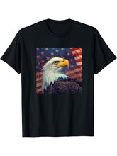 bald eagle flag 4th Of July Patriotic American Flag T-Shirt 180G 100% Cotton Printed Round Neck Short-Sleeve T-Shirt, Gifts for Men Dad Husband Grandpa, S-XXXL, Black