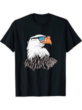 American Bald Eagle Flag USA Sunglasses America 4th of July T-Shirt 180G 100% Cotton Printed Round Neck Short-Sleeve T-Shirt, Gifts for Men Dad Husband Grandpa, S-XXXL, Black