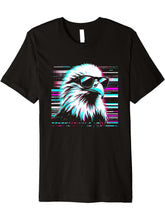 American Bald Eagle Glitch - Vintage Eagle Bird Lover Premium T-Shirt 180G 100% Cotton Printed Round Neck Short-Sleeve T-Shirt, Gifts for Men Dad Husband Grandpa, S-XXXL, Black