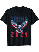 Bald Eagle Trump 2024 Election Support USA Freedom T-Shirt 180G 100% Cotton Printed Round Neck Short-Sleeve T-Shirt, Gifts for Men Dad Husband Grandpa, S-XXXL, Black