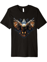 Bald Eagle Geometric Patten Art, Cute Bald Eagle Lover Premium T-Shirt 180G 100% Cotton Printed Round Neck Short-Sleeve T-Shirt, Gifts for Men Dad Husband Grandpa, S-XXXL, Black