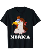 Bald Eagle Mullet Men Merica 4th of July USA American Flag T-Shirt 180G 100% Cotton Printed Round Neck Short-Sleeve T-Shirt, Gifts for Men Dad Husband Grandpa, S-XXXL, Black