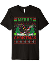 Bald Eagle Lover Xmas Lighting Ugly Bald Eagle Christmas Premium T-Shirt 180G 100% Cotton Printed Round Neck Short-Sleeve T-Shirt, Gifts for Men Dad Husband Grandpa, S-XXXL, Black