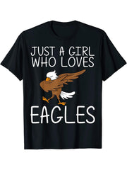 Cool Eagle For Girls Boy Girl Dabbing Bald Flying Animal T-Shirt 180G 100% Cotton Printed Round Neck Short-Sleeve T-Shirt, Gifts for Men Dad Husband Grandpa, S-XXXL, Black