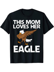 Cool Eagle For Mom Mother Dabbing Bald Flying Animal T-Shirt 180G 100% Cotton Printed Round Neck Short-Sleeve T-Shirt, Gifts for Men Dad Husband Grandpa, S-XXXL, Black